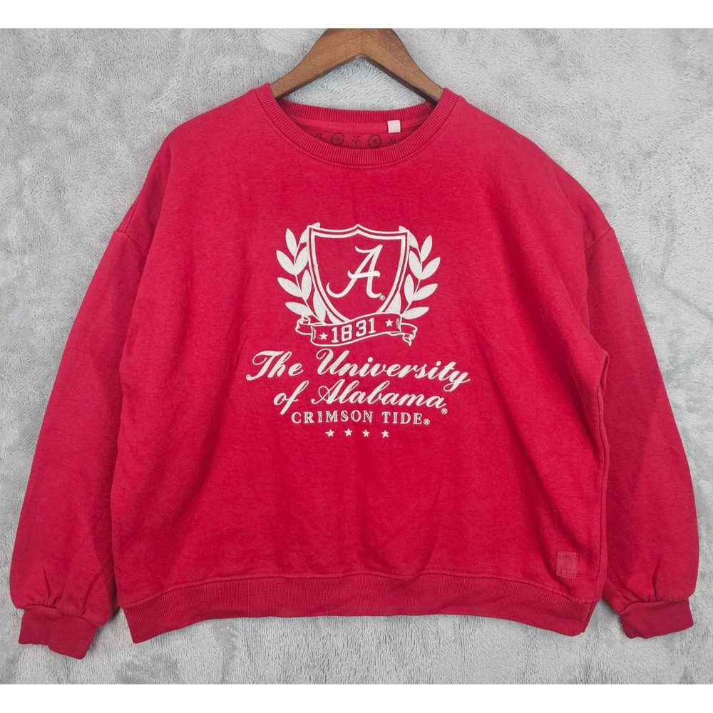 Alabama Crimson Tide Sweatshirt Embroidered Pullover Red Pressbox Medium RARE
